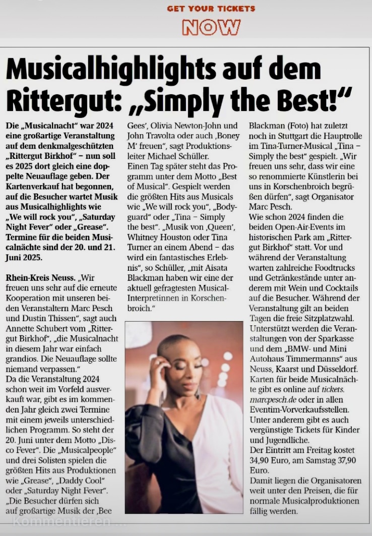 Musicalhighlights auf dem Rittergut: Simply the Best!